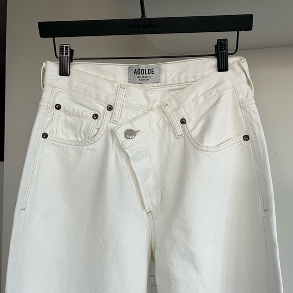 Agolde Sz 24 30" Criss Cross Wide Leg Upsized Jean in Off White Relay - Picture 7 of 14
